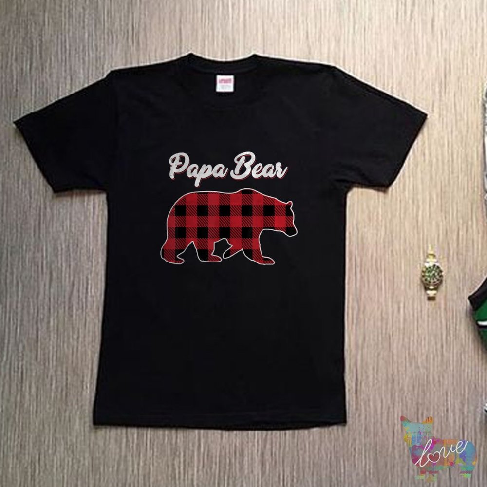 Papa Bear Christmas Pajama Red Plaid Buffalo Family - Picture 1 of 1
